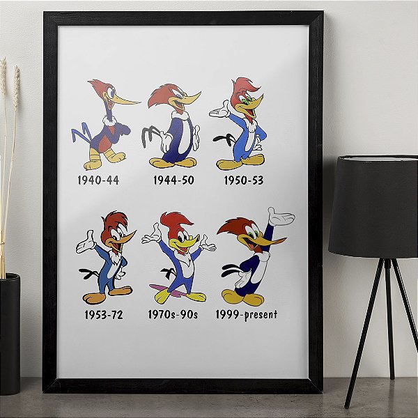 Quadro A Evolução Pica-Pau Woody Woodpecker Desenho Animado A3