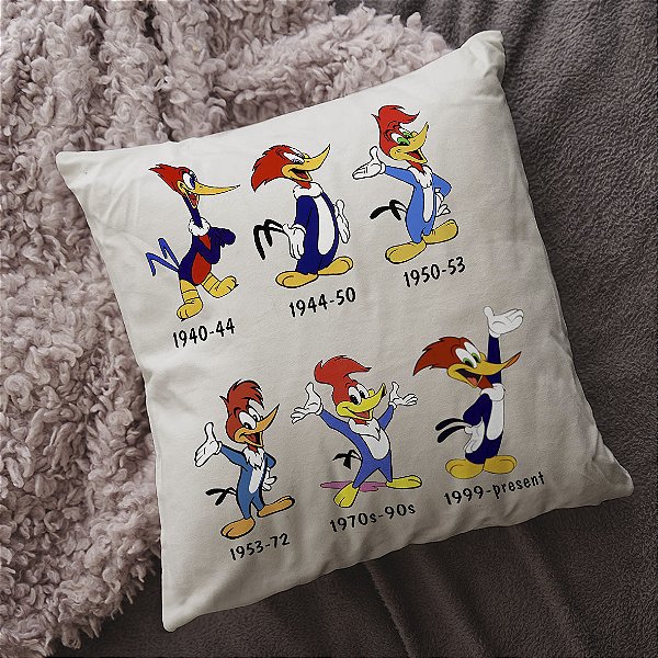 Almofada A Evolução Pica-Pau Woody Woodpecker Desenho Animado 45x45