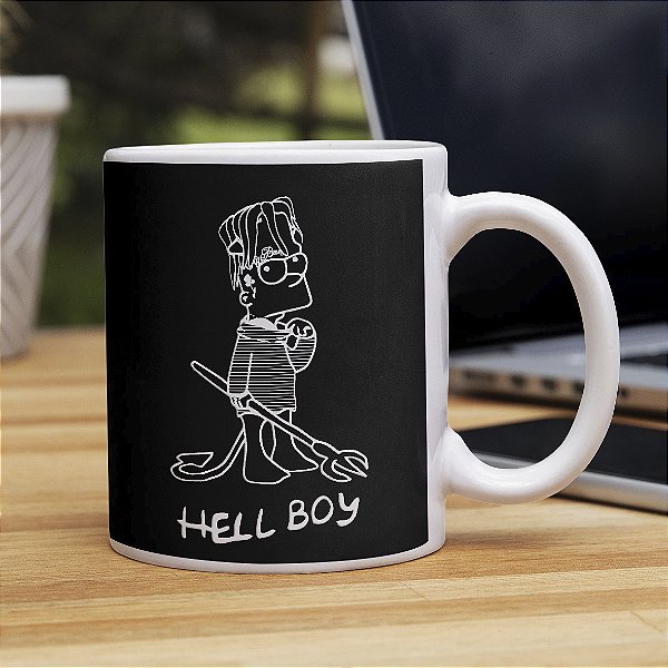 Caneca Bart Simpsons Hellboy Os Simpsons Branca