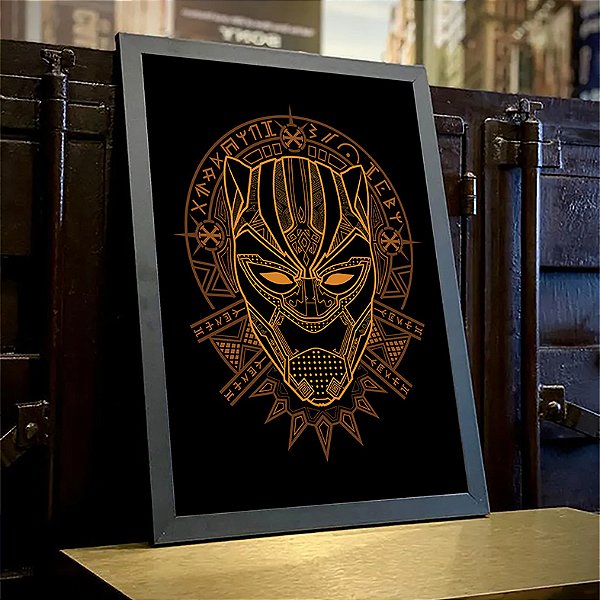 Quadro Black Panther Golden Pantera Negra Marvel Comics A3
