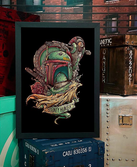 Quadro Boba Fett Caçador de Recompensa Bounty Hunter Star Wars A3