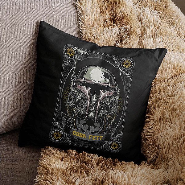 Almofada Boba Fett Skull Art Caveira Star Wars 45x45