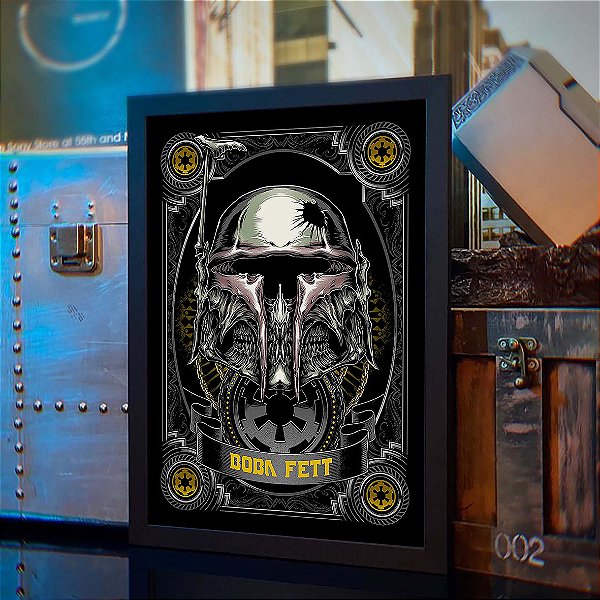 Quadro Boba Fett Skull Art Caveira Star Wars A3