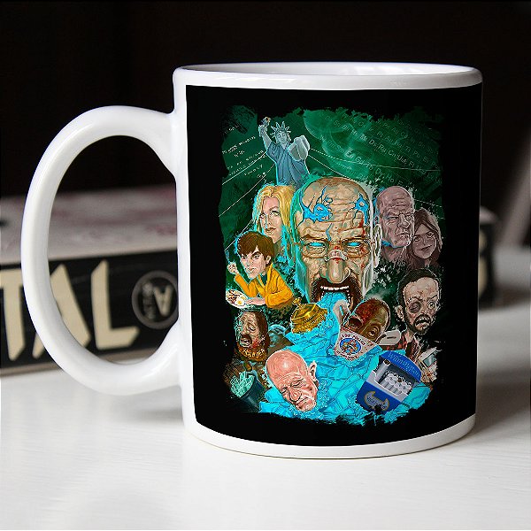 Caneca Breaking Bad Tribute Los Pollos Hermanos Personagens Branca