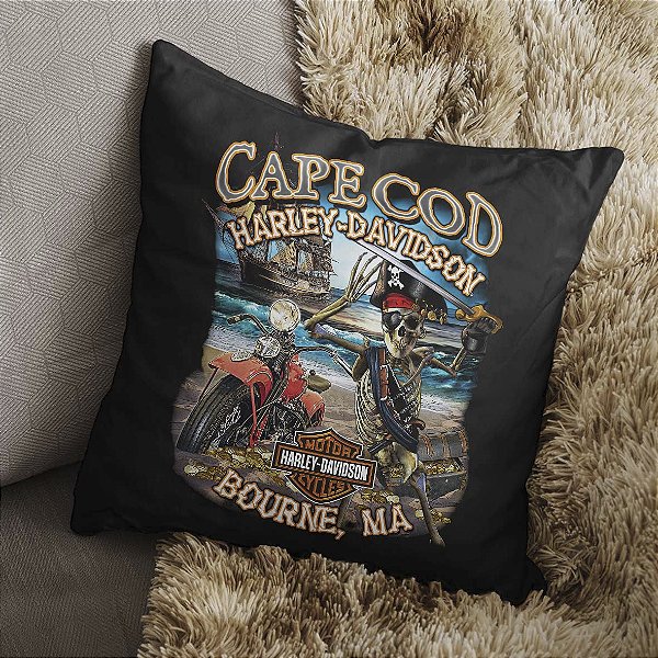 Almofada Cape Cod Harley Davidson Cycles Motorcycle Bourne 45x45