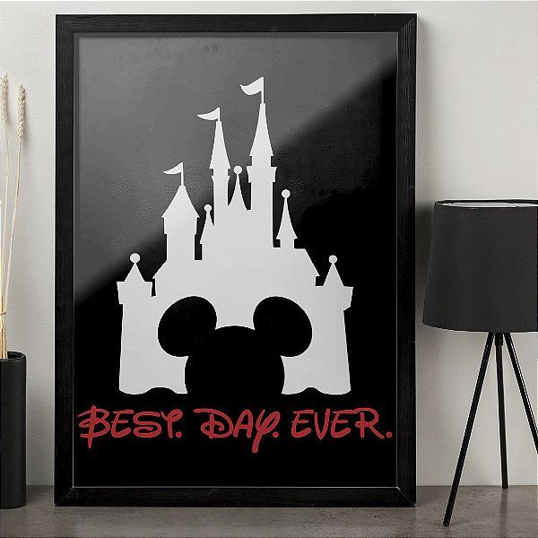 Quadro Castle Mickey Mouse E Minnie Best Day Ever Castelo Disney A3