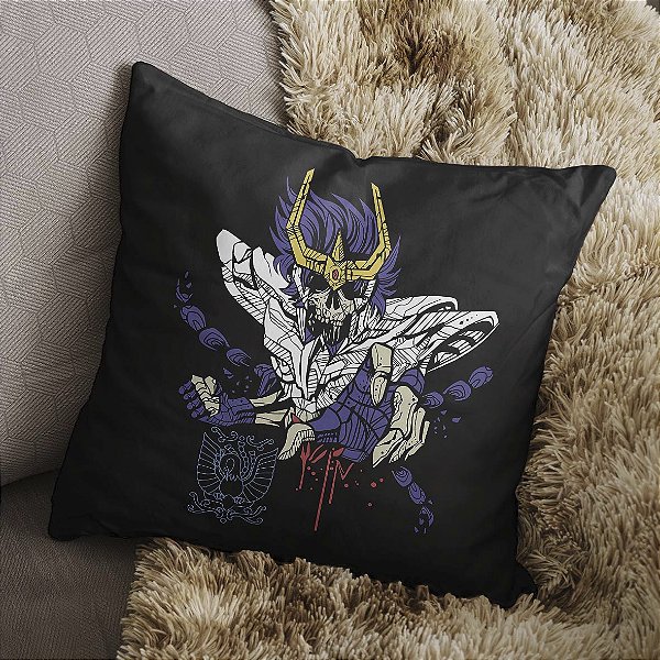 Almofada Os Cavaleiros do Zodíaco Ikki de Fênix Zumbi Leão Saint Seiya 45x45