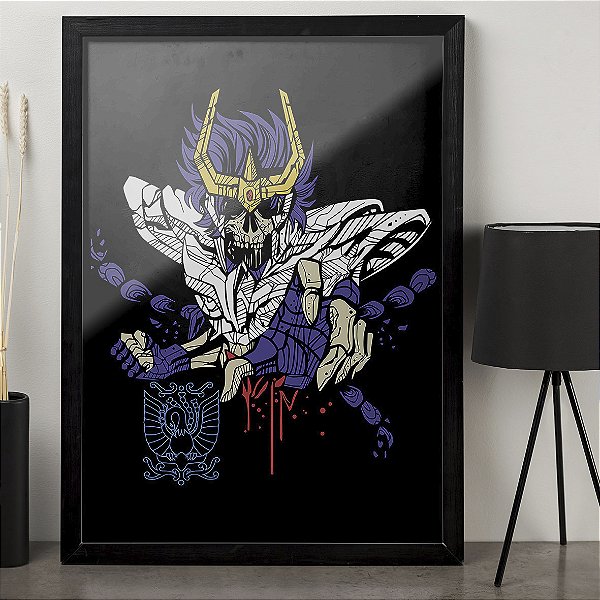 Quadro Os Cavaleiros do Zodíaco Ikki de Fênix Zumbi Leão Saint Seiya A3