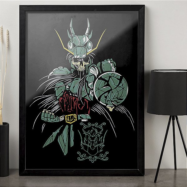 Quadro Os Cavaleiros do Zodíaco Shiryu de Dragão Zumbi Libra Saint Seiya A3