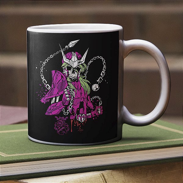 Caneca Os Cavaleiros do Zodíaco Shun de Andrômeda Zumbi Virgem Saint Seiya Branca