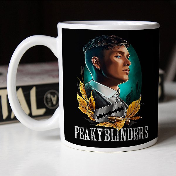 Caneca Thomas Shelby Peaky Blinders Lâmina Navalha Munição Cillian Murphy Branca