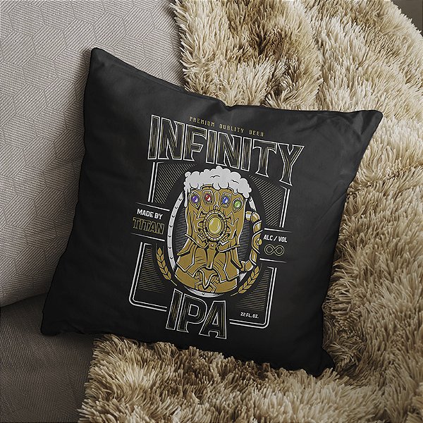 Almofada Cerveja Manopla Do Infinito Thanos Infinity Quality Beer Vingadores Marvel Comics 45x45