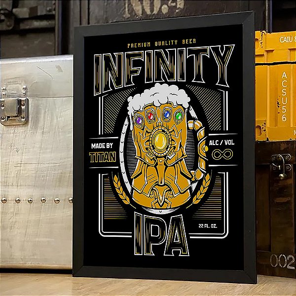 Quadro Cerveja Manopla Do Infinito Thanos Infinity Quality Beer Vingadores Marvel Comics A3