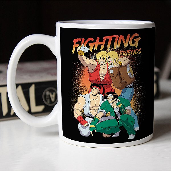 Caneca Fighting Friends Street Fighter Amigos Branca