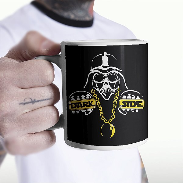Caneca Darth Vader Dark Side Thug Life Star Wars Branca