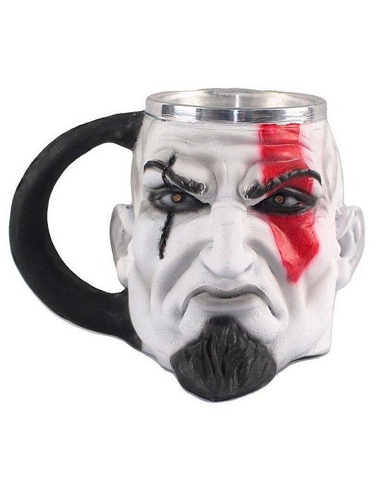 Caneca Copo 3D Kratos Good of War Resina Gamer Geek Colecionável