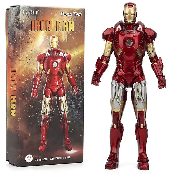 Action Figure Homem de Ferro Iron Man Mark 7 MK VII Vingadores Guerra Infinita Marvel Comics Escala 1/6 Empire Toys