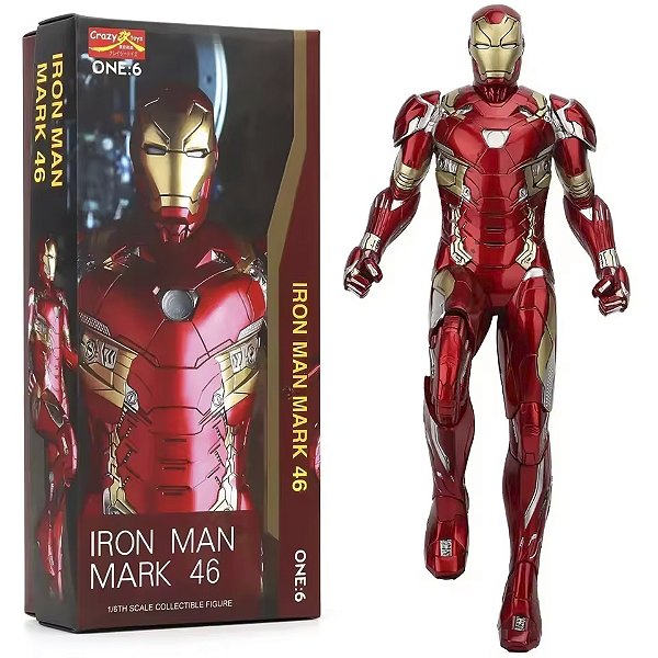 Estátua Homem de Ferro Iron Man Mark 46 XLVI Capitão America 3 Guerra Civil Marvel Comics Escala 1/6 Crazy Toys