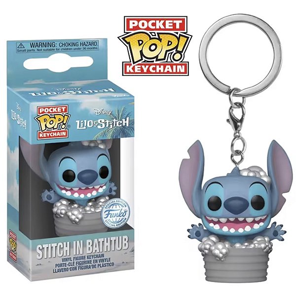 Funko Pocket Pop Keychains Chaveiro Stitch in Bathtub na Banheira Lilo e Stitch Disney