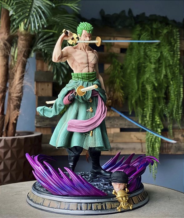 Estátua Colecionável Roronoa Zoro Time Skip One Piece 20 cm