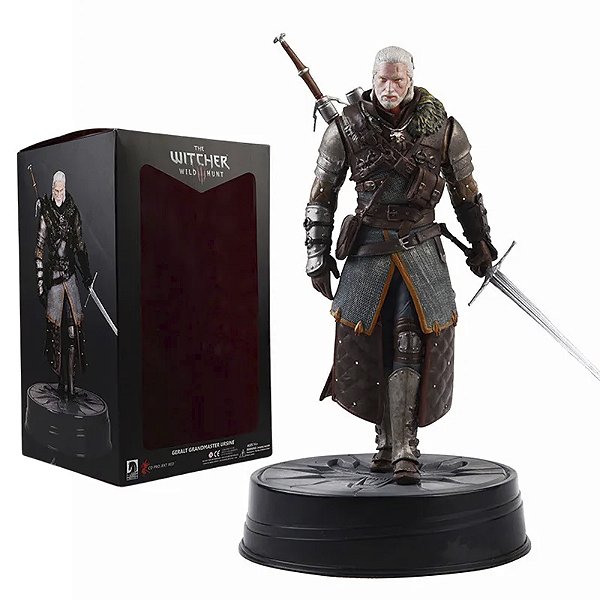 Estatua Colecionável Geralt de Rivia O Lobo Branco The White Wolf Wild Hunt The Witcher 26 cm