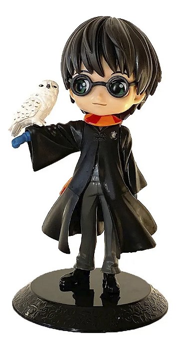 Estátua Colecionável Qposket Harry Potter e Edwiges Coruja Grifinória 15 cm