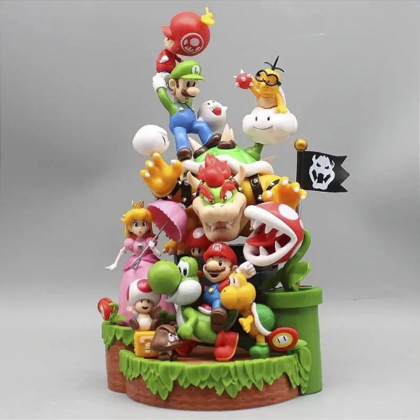 Estátua Colecionável Personagens Mario Super Mario Bros Game 28 cm