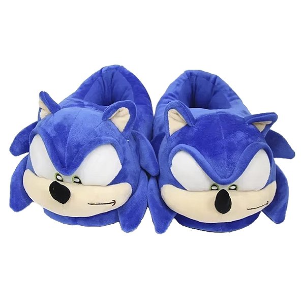 Pantufa de Pelúcia 3D Sonic The Hedgehog Tamanho Único 28 cm