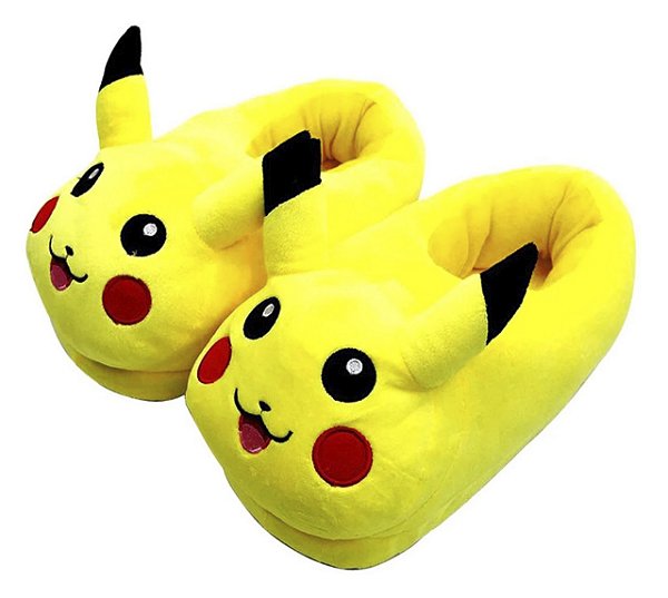 Pantufa de Pelúcia 3D Pikachu Pokémon Tamanho Único 28 cm