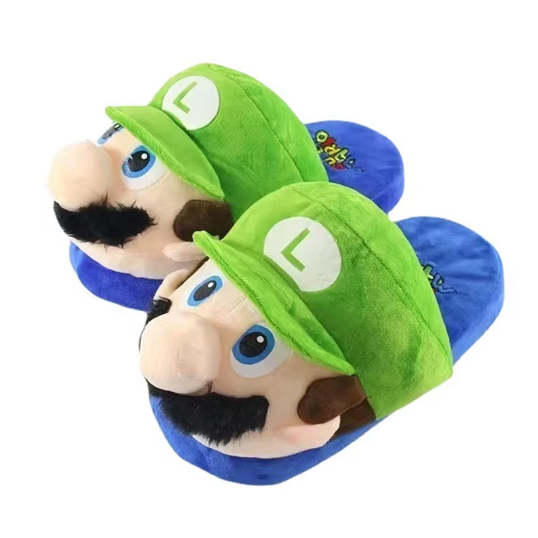 Pantufa Chinelo de Pelúcia 3D Luigi Super Mario Bros Nintendo Tamanho Único 28 cm