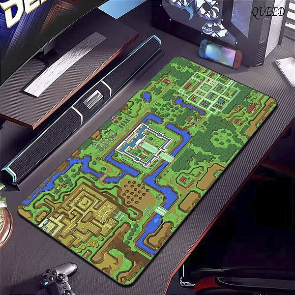 Mousepad Gamer Zelda Mapa de Hyrule The Legend of Zelda Nintendo Game 90x40 cm