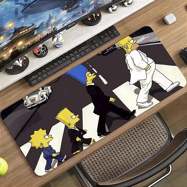 Mousepad Gamer Os Simpsons Abbey Road Beatles 90x40 cm