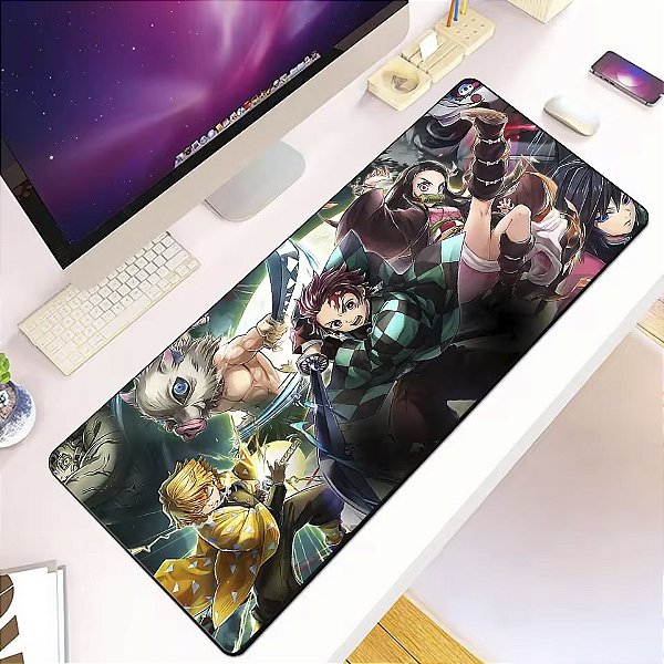 Mousepad Gamer Personagens Demon Slayer Kimetsu no Yaiba 90x40 cm