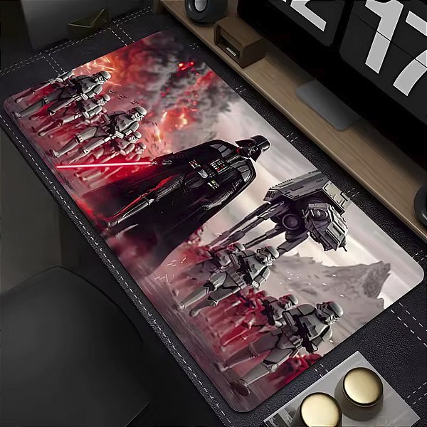 Mousepad Gamer Darth Vader e os Stormtroopers Star Wars Guerra nas Estrelas 90x40 cm