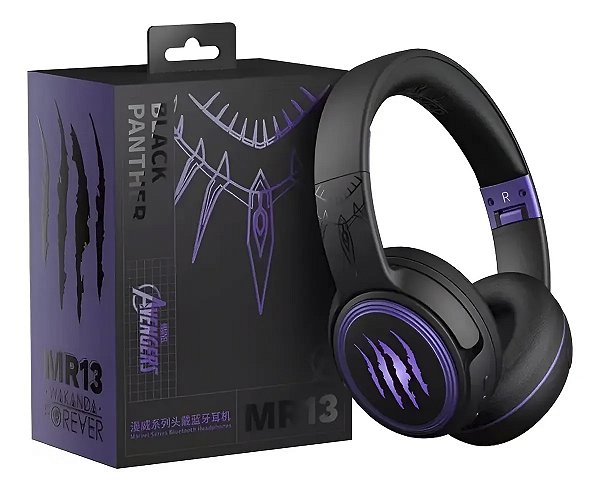 Headset Fone de Ouvido Bluetooth 5.3 Pantera Negra Wakanda Black Panther Marvel Avengers