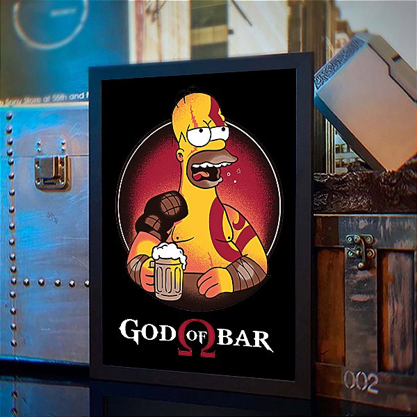 Quadro God Of Bar Homer Beer Os Simpsons Kratos God Of War A3