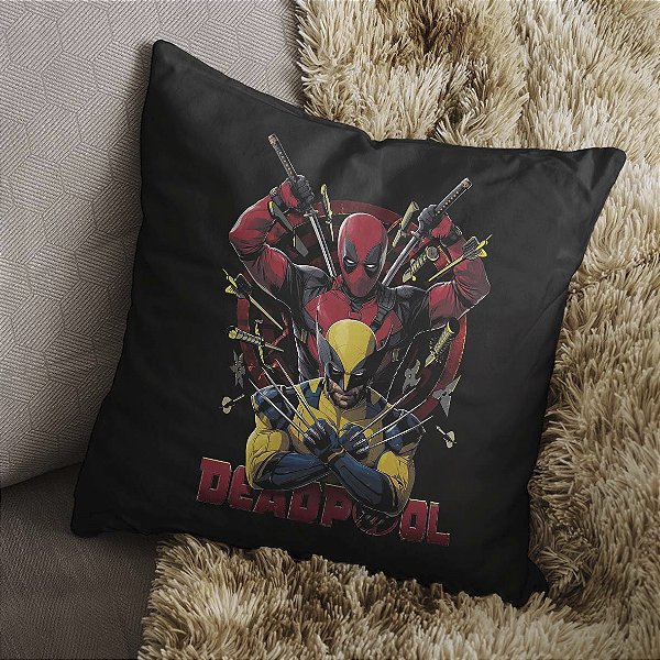 Almofada Deadpool e Wolverine Logan X-Men Marvel 45x45
