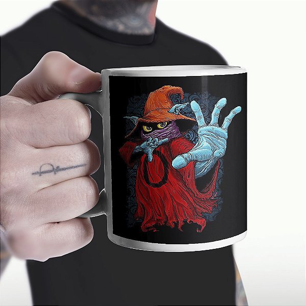 Caneca Cilíndrica Gorpo Mágico He-Man Orko Masters Of The Universe Branca