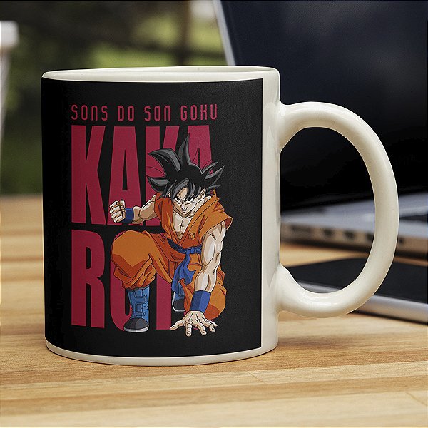 Caneca Cilíndrica Goku Sons Do Son Goku Kakaroto Dragon Ball Z DBZ Anime Branca