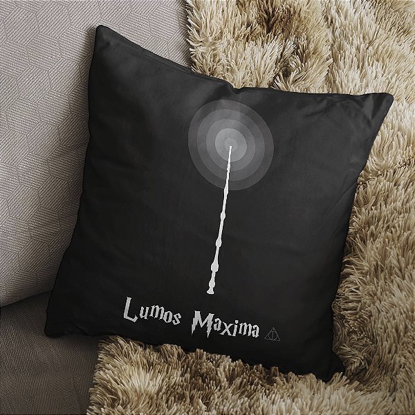 Almofada Lumos Maxima Feitiço Magia Harry Potter Relíquias da Morte Deathly Hallows 45x45