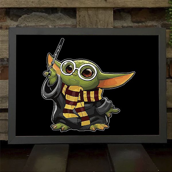 Quadro Grogu Bruxo Harry Potter Baby Yoda The Mandalorian Star Wars A3