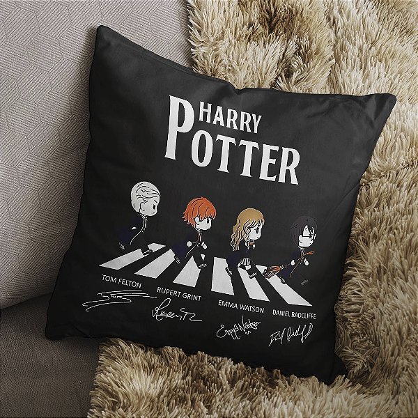 Almofada Harry Potter Assinaturas Tom Felton Rupert Grint Emma Watson Daniel Radcliffe Hogwarts Abbey Road Os Beat 45x45