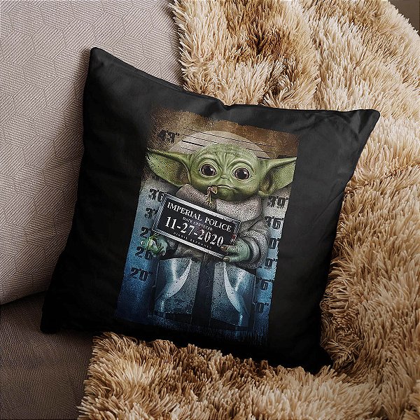 Almofada Grogu Baby Yoda Imperial Police Mug Shot Star Wars 45x45