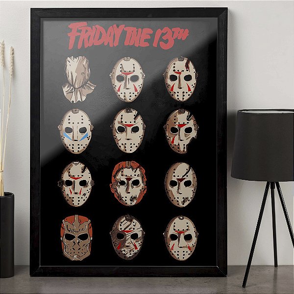 Quadro Jason Voorhees Friday The 13th Sexta Feira 13 Terror Horror Serial Killer Máscaras A3