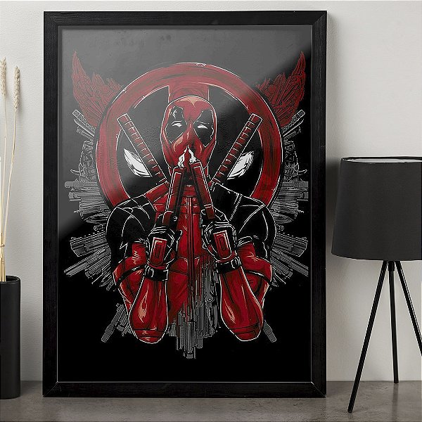 Quadro Deadpool Arma Marvel Comics A3