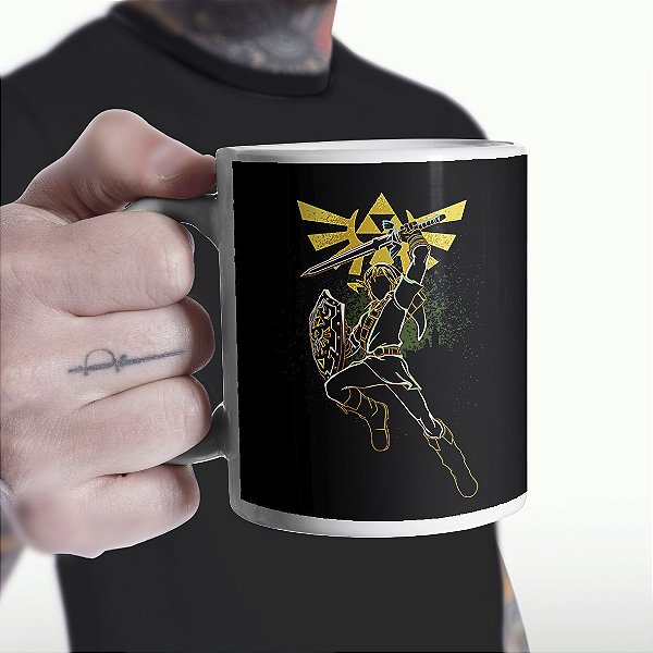 Caneca Cilíndrica Link Legend Of Zelda Colors Nintendo Branca