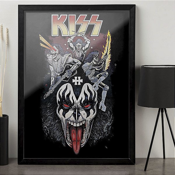 Quadro Kiss Rock And Roll Band Poster A3