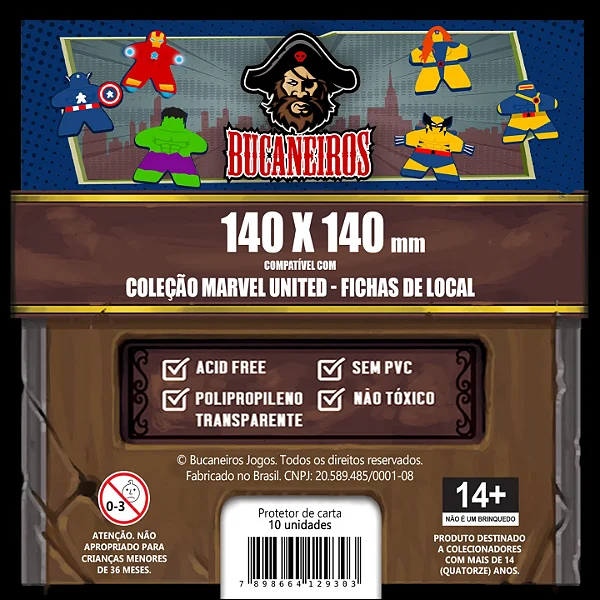 Sleeve Customizado para Coleção Marvel United - Fichas de Local (140 x 140)