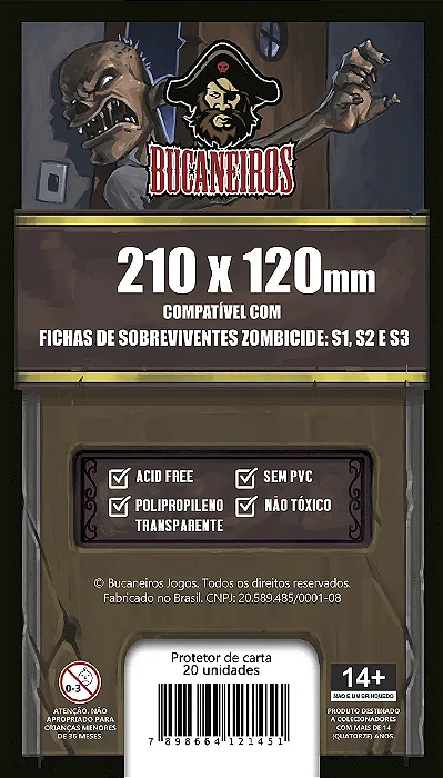 Sleeves Customizado - Fichas de Sobreviventes Zombicide (210 x 120)