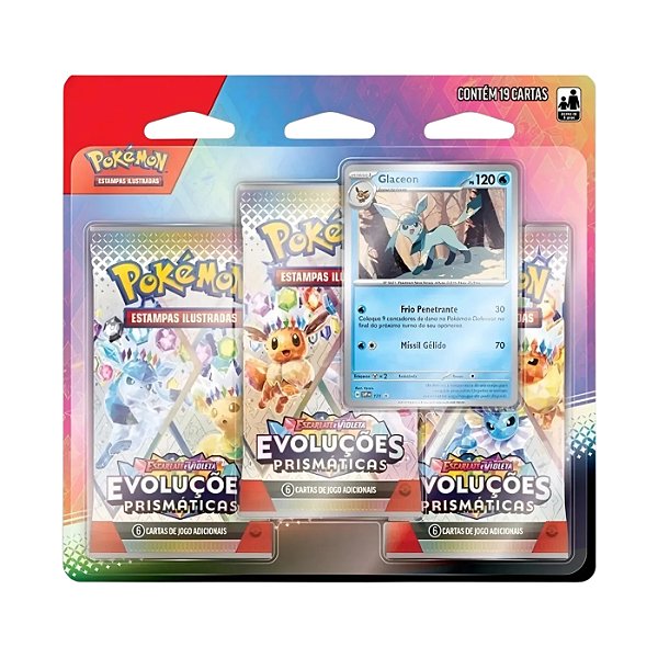 Pokémon TCG Blister Triplo Evoluções Prismáticas - Glaceon